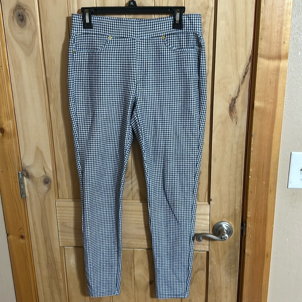 Michael Kors Skinny Leg Pull-On Pants Black/White Pattern